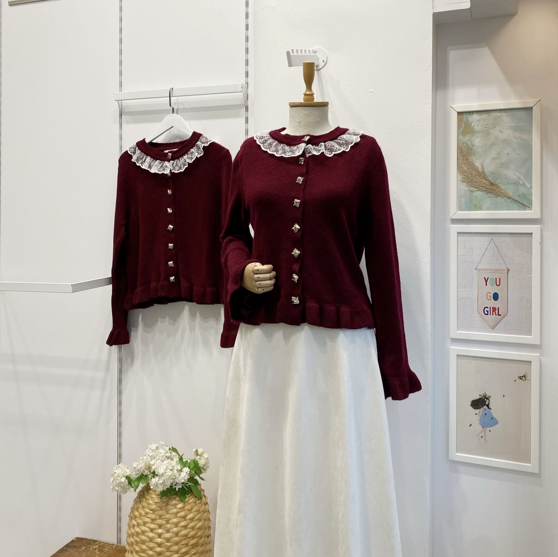 Bordo Fisto Yakalı Hırka