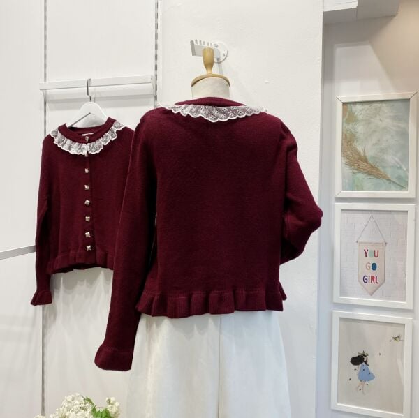 Bordo Fisto Yakalı Hırka