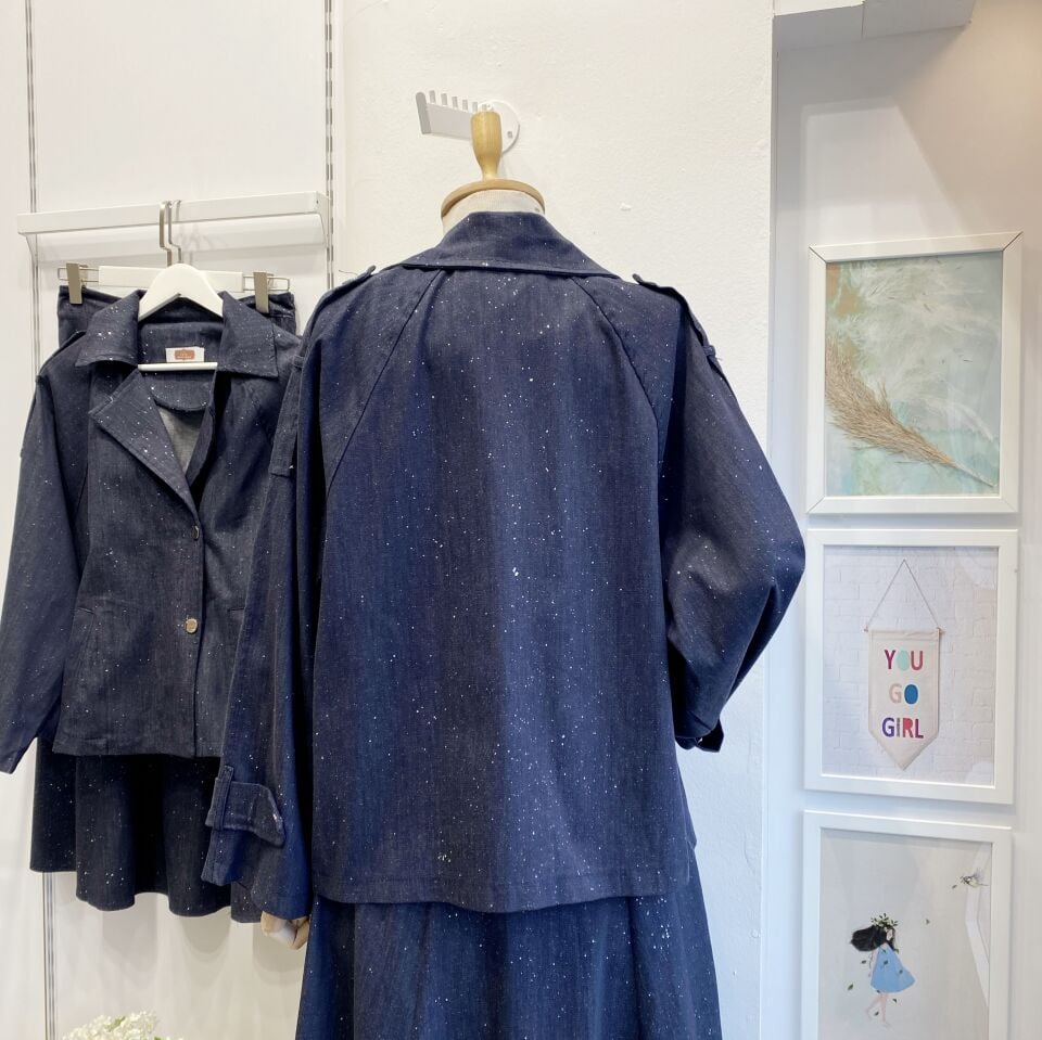 Sim Detaylı Ceketli Kot Takım