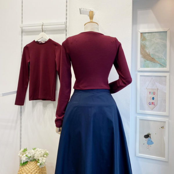 Bordo Basic Penye Bluz