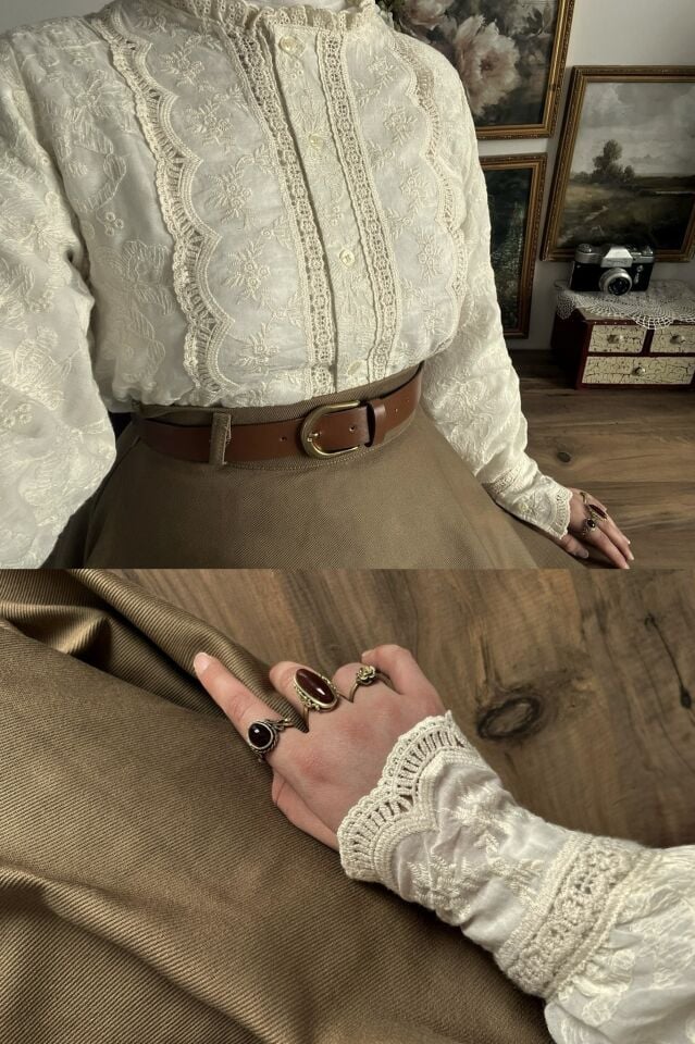 Faya Girls x Krem Fisto Detaylı Piovere Gömlek