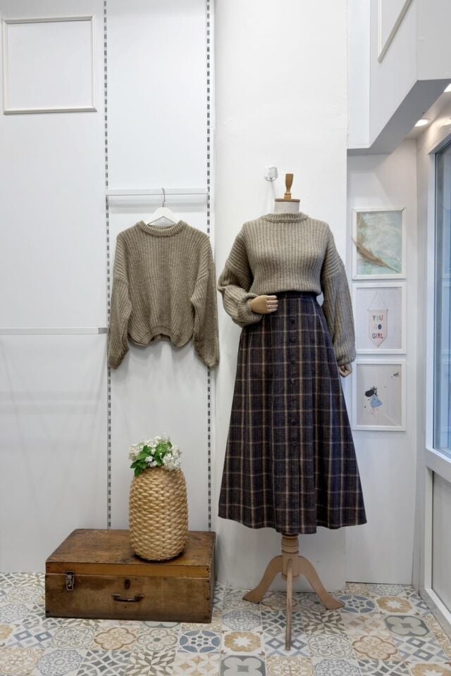 Kahverengi Rosetta Ekose Desenli Etek