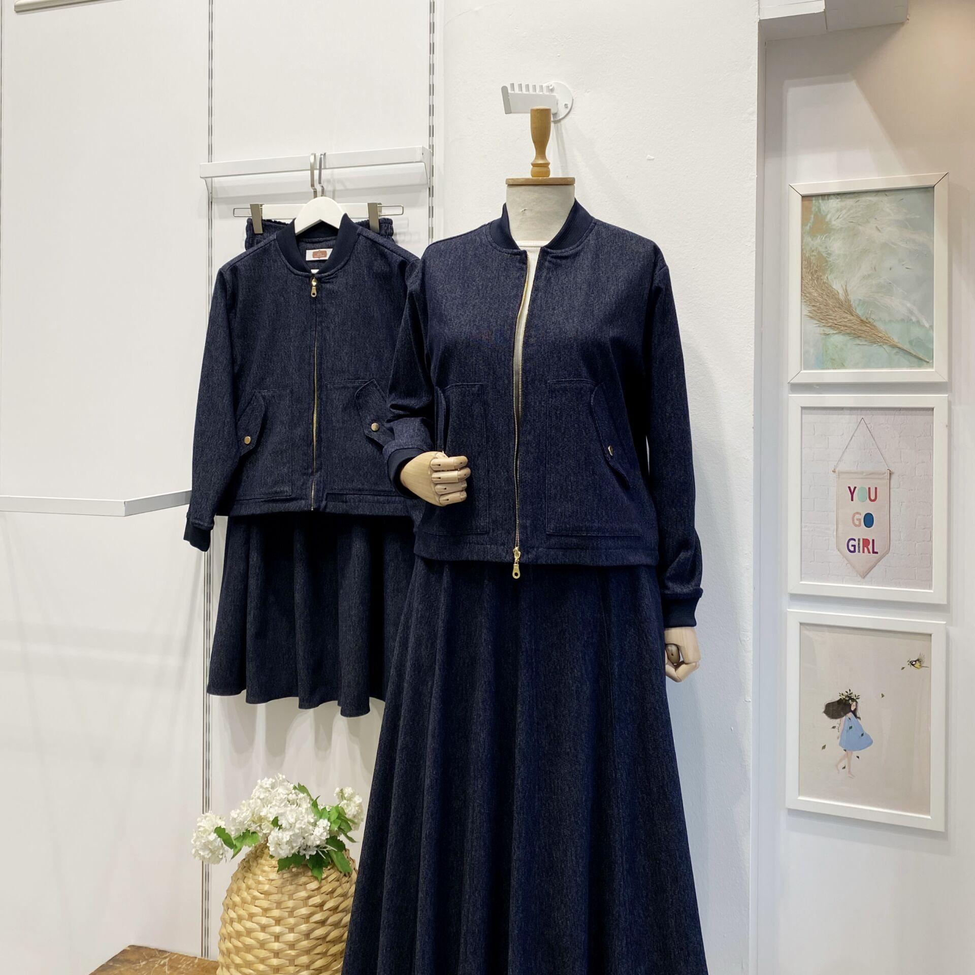 Lacivert Fermuar Detaylı Kot Takım