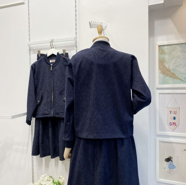 Lacivert Fermuar Detaylı Kot Takım