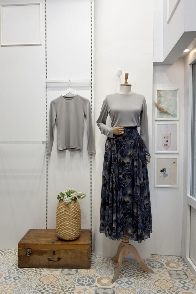 Gri Basic Penye Bluz