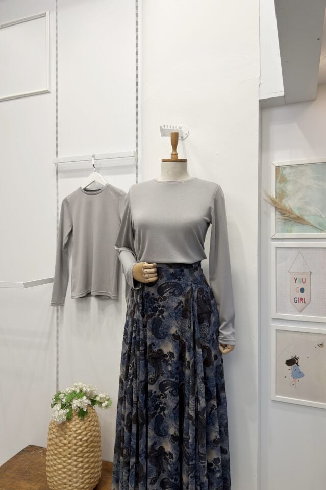 Gri Basic Penye Bluz