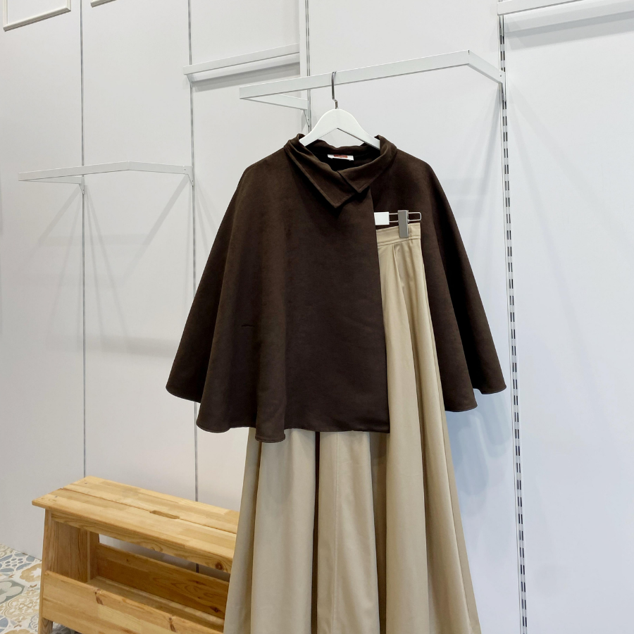 Acı Kahve Süet Kumaş Pelerin Ceket