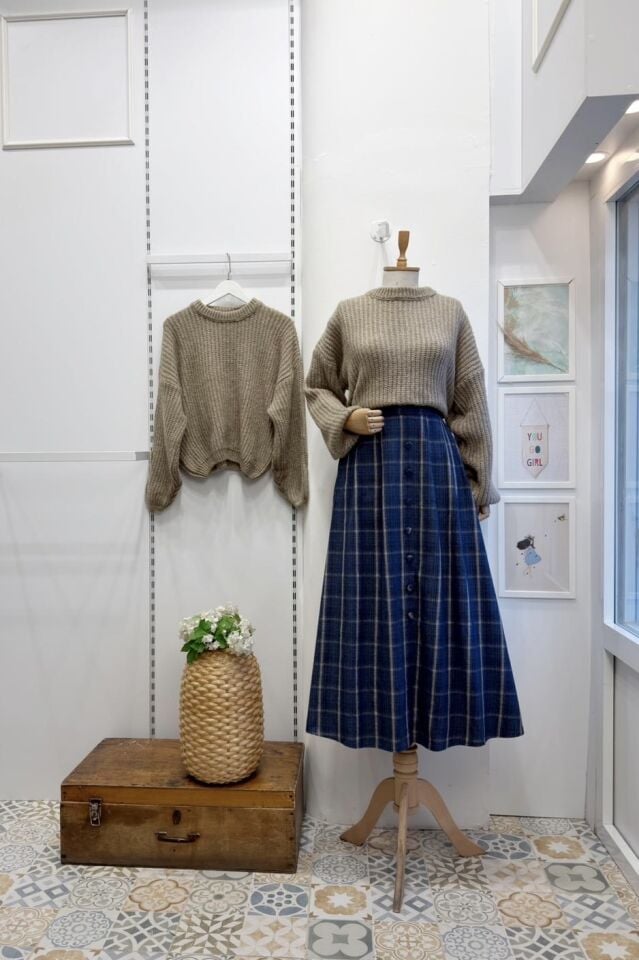 Mavi Rosetta Ekose Desenli Etek