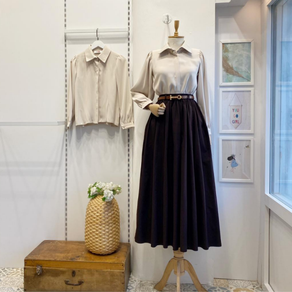 Acı Kahve Kemerli Sık Pileli Etek