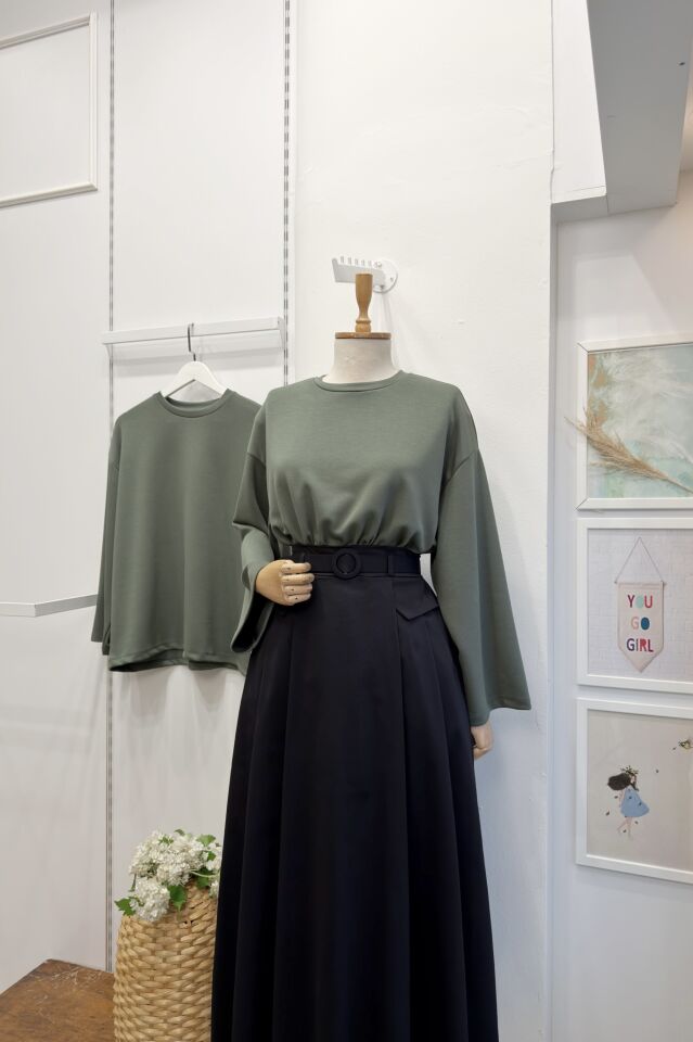 Koyu Yeşil Osyho Kumaş Bluz