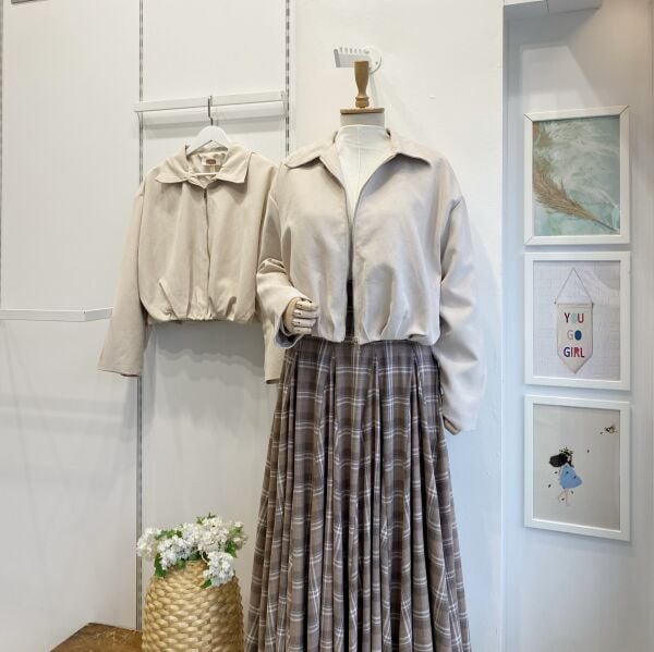 Krem Rosalie Süet Bomber Ceket