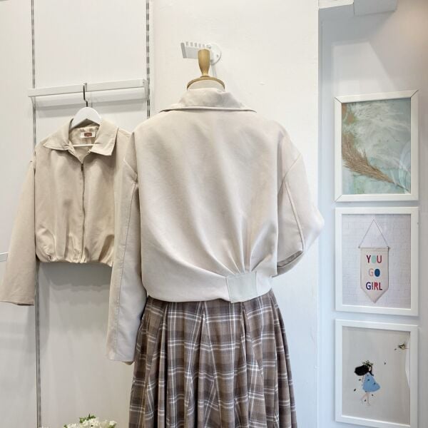 Krem Rosalie Süet Bomber Ceket