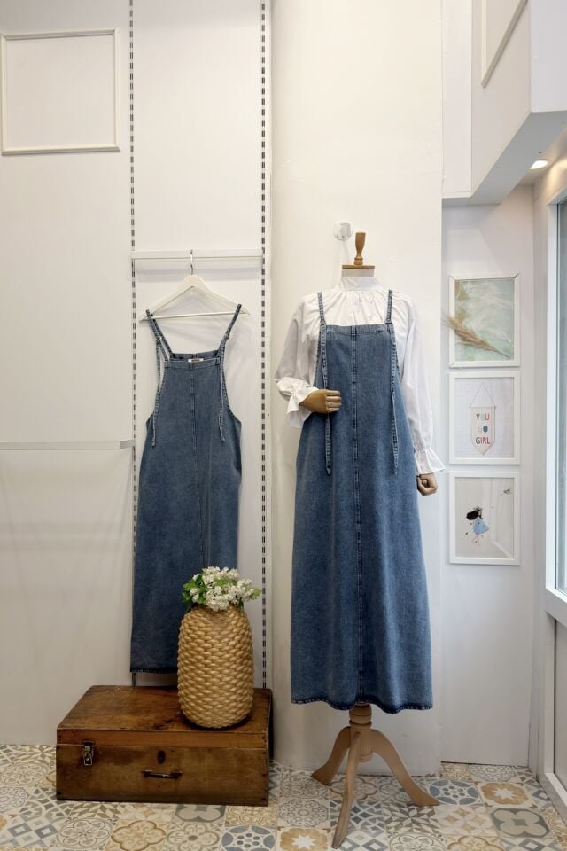 Açık Renk Cepli Kot Salopet