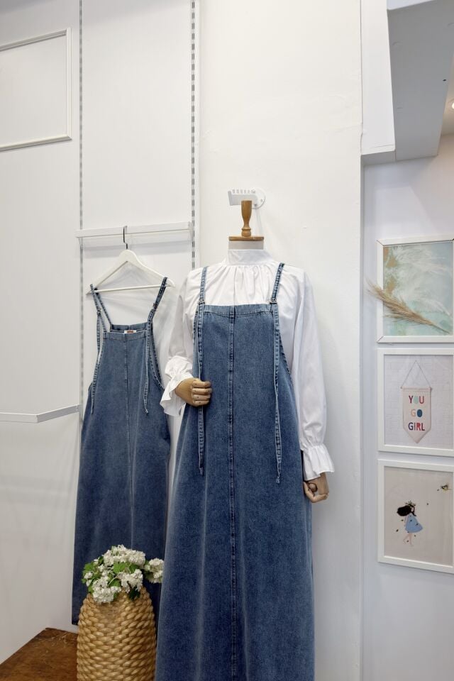 Açık Renk Cepli Kot Salopet