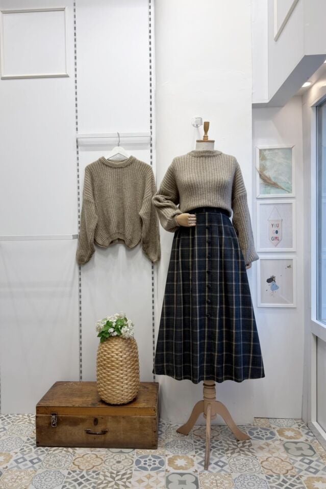 Haki Yeşili Rosetta Ekose Desenli Etek