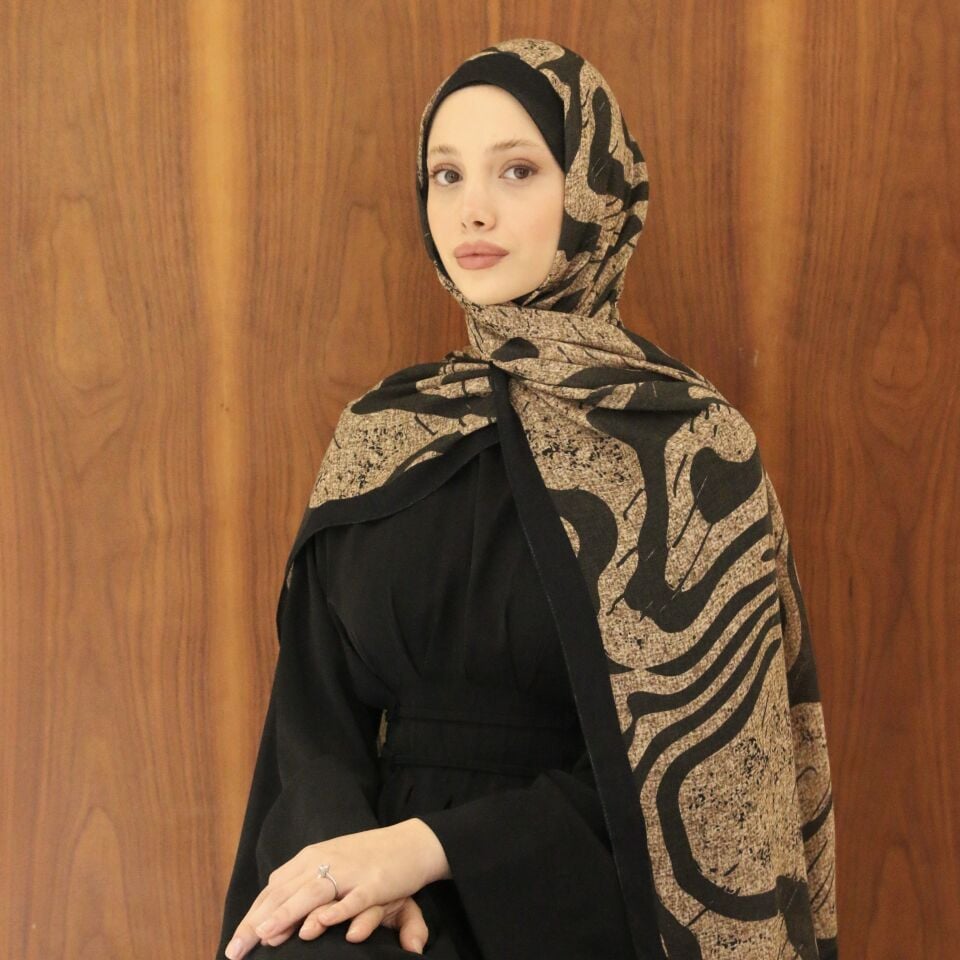 Dapple Siyah Desenli Şal