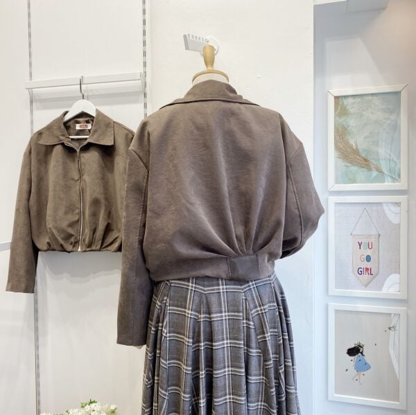 Kahverengi Rosalie Süet Bomber Ceket