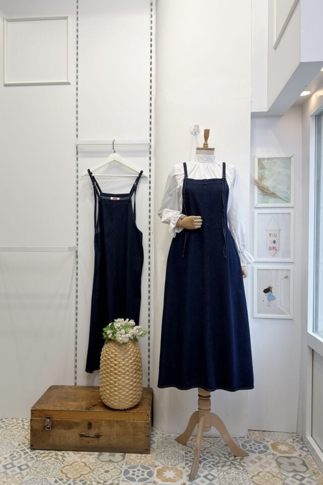 Koyu Renk Cepli Kot Salopet