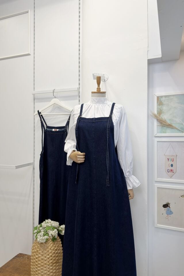 Koyu Renk Cepli Kot Salopet