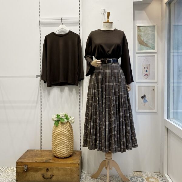 Kahverengi Ekoseli Melodie Etek