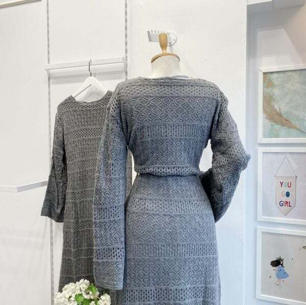 Gri Loops Örme Triko Elbise