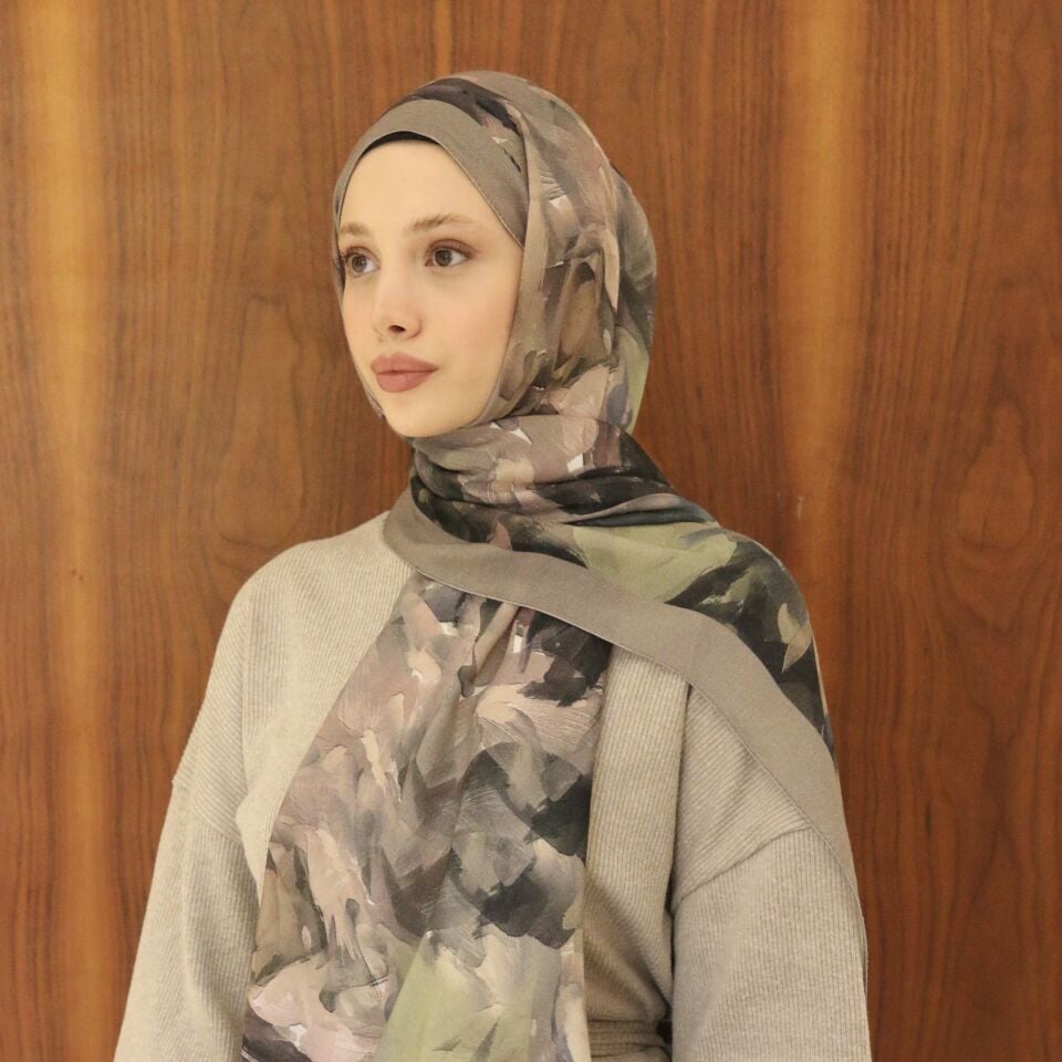 Pastelle Yeşil - Vizon Desenli Şal