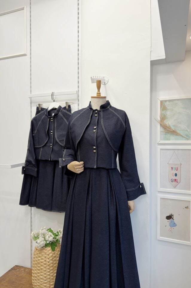 Lacivert Gold Düğmeli Caledon Takım