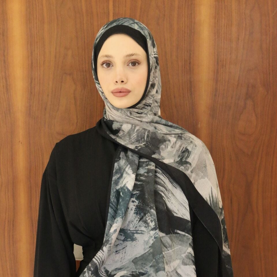 Waterly Siyah Desenli Şal