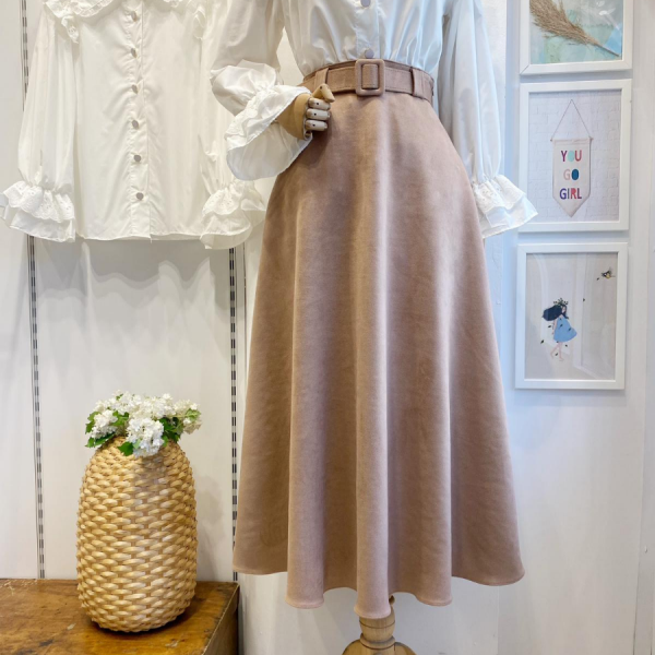 Vizon Süet Velours Etek