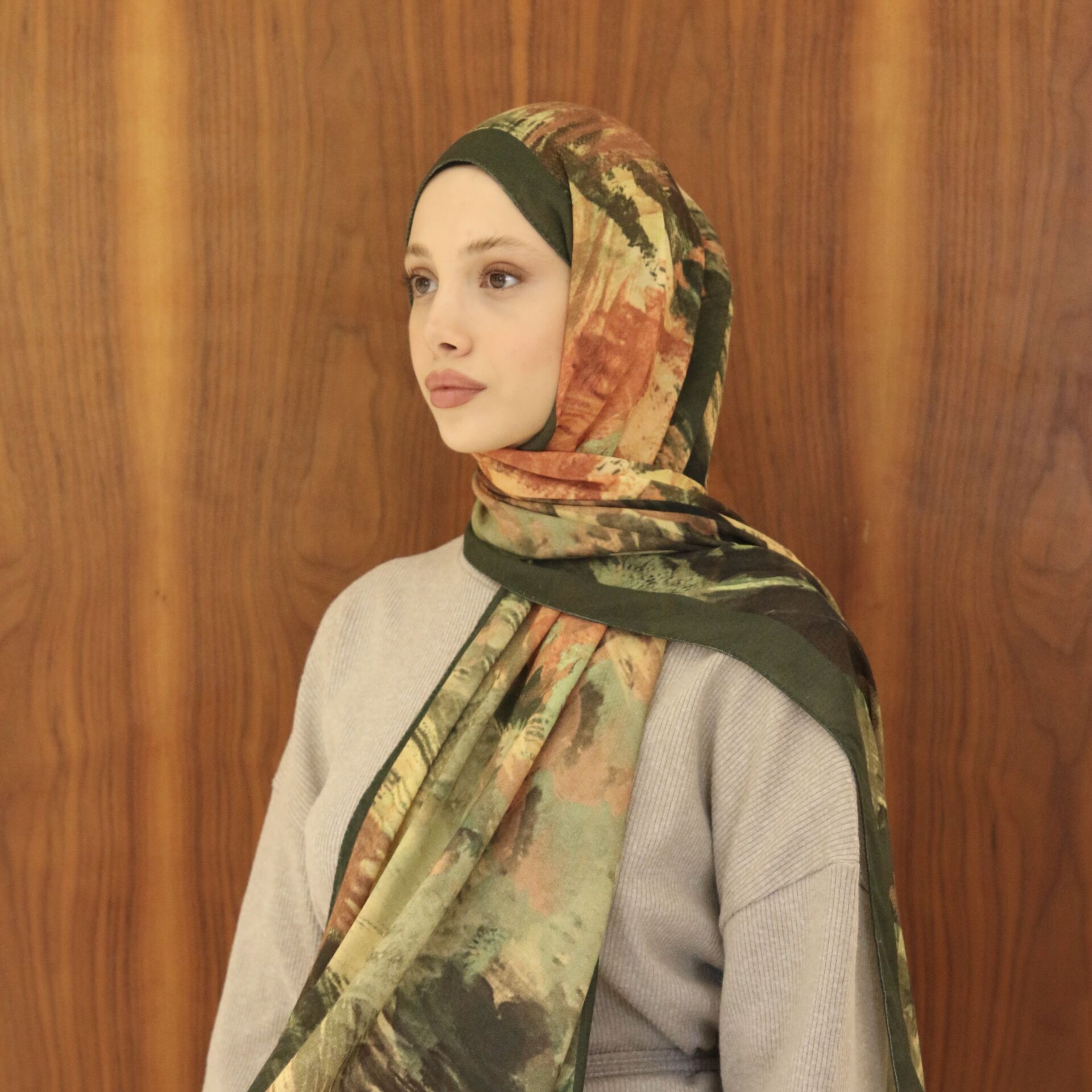 Waterly Yeşil Desenli Şal