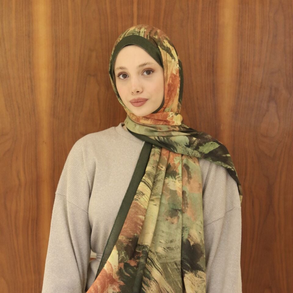 Waterly Yeşil Desenli Şal