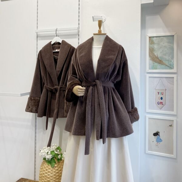 Kahverengi Peluş Kürk Kaban