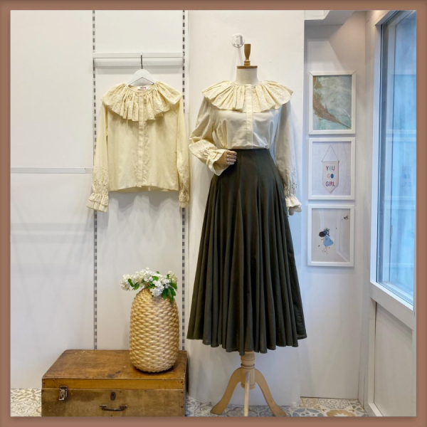 Haki Yeşili Linen Poem Vual Keten Etek