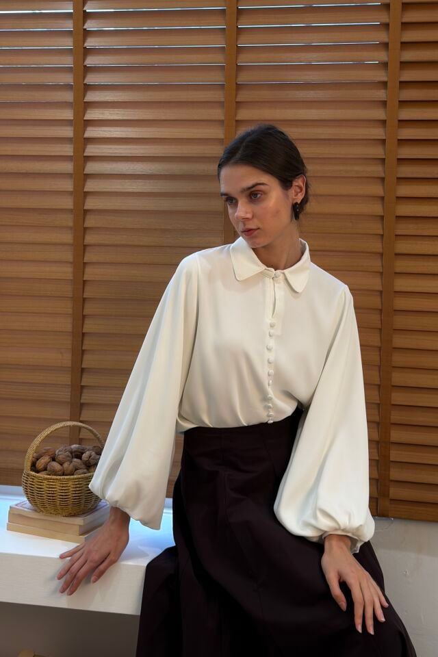 Beyaz Eleanor Gömlek