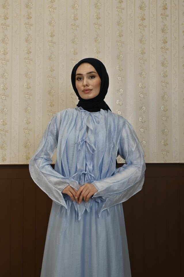 Mavi Celestia Şifon Etekli Takım