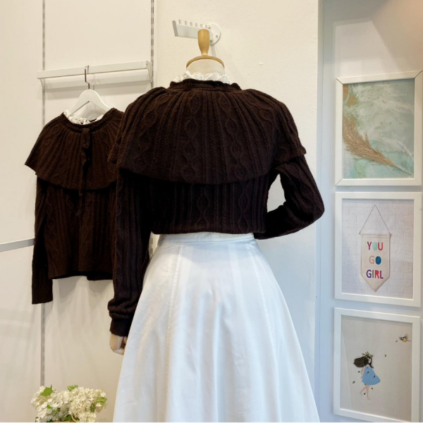 Acı Kahve Kurdele Detaylı Fiore Kazak