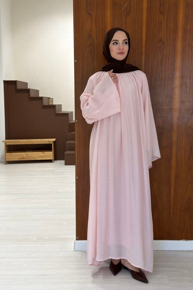 Pembe Şifon Soft Layer Elbise