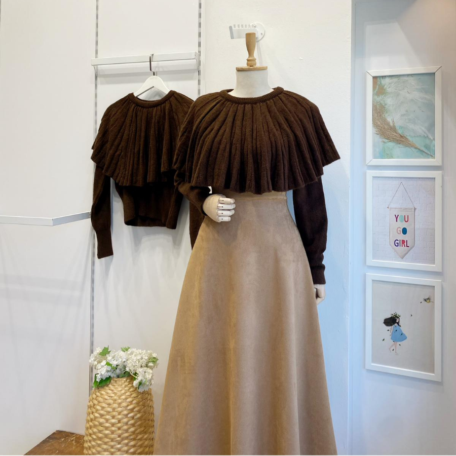 Acı Kahve Pelerin Detaylı Kazak