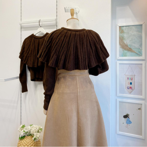 Acı Kahve Pelerin Detaylı Kazak