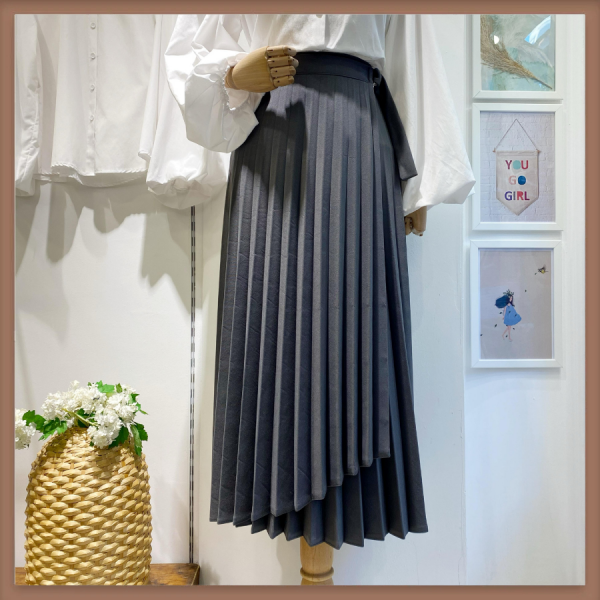 Gri Piliseli Anvelop Etek