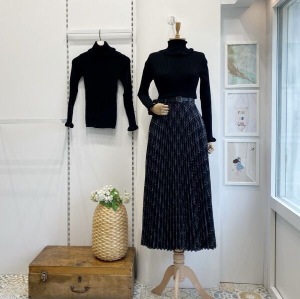 Koyu Yeşil Ekose Desenli Kemer Detaylı Cillian Etek