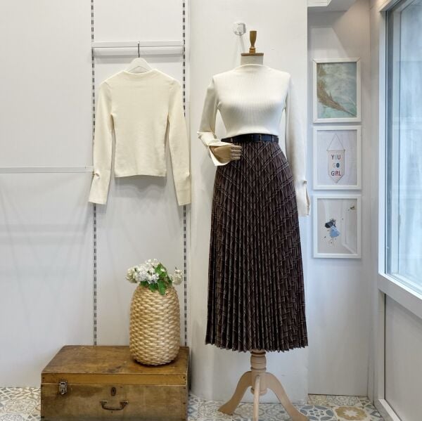 Vizon Ekose Desenli Kemer Detaylı Cillian Etek