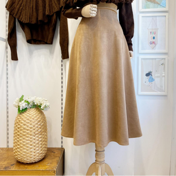 Camel Kloş Model Süet Etek