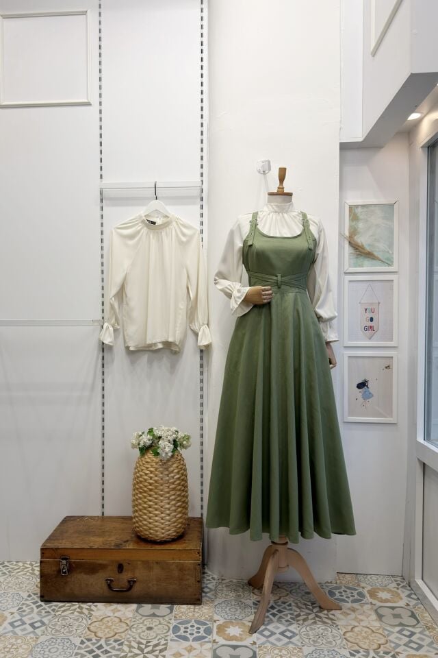 GABARDİN KUMAŞ HAKİ YEŞİLİ ÖZEL TASARIM JİLE