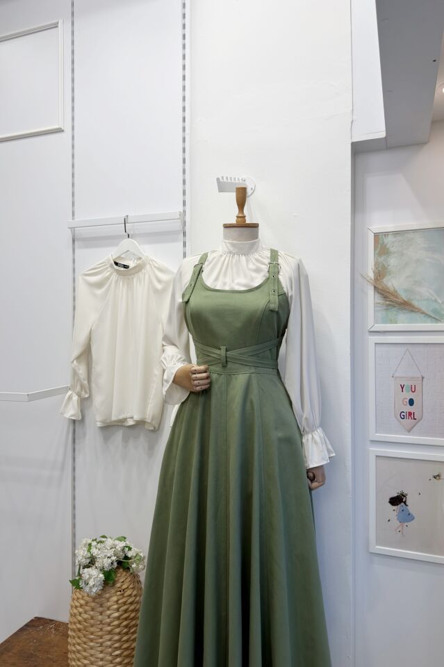 GABARDİN KUMAŞ HAKİ YEŞİLİ ÖZEL TASARIM JİLE