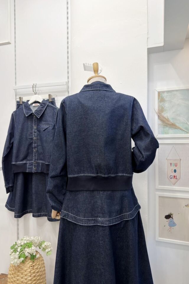 Lacivert Lucinda Dikiş Detaylı Kot Takım