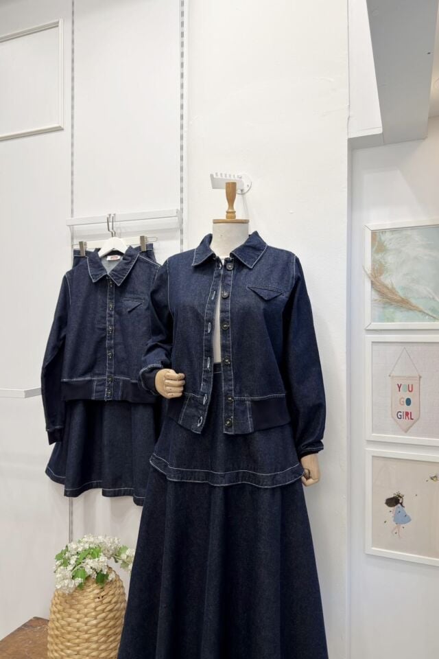 Lacivert Lucinda Dikiş Detaylı Kot Takım