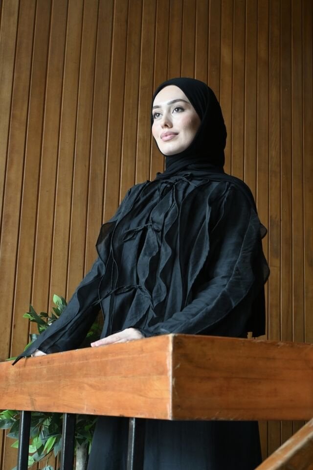 Siyah Celestia Şifon Etekli Takım