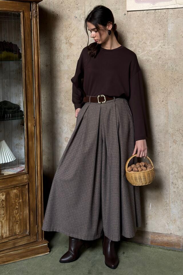 Kahverengi Minik Ekose Desen Colette Pantolon