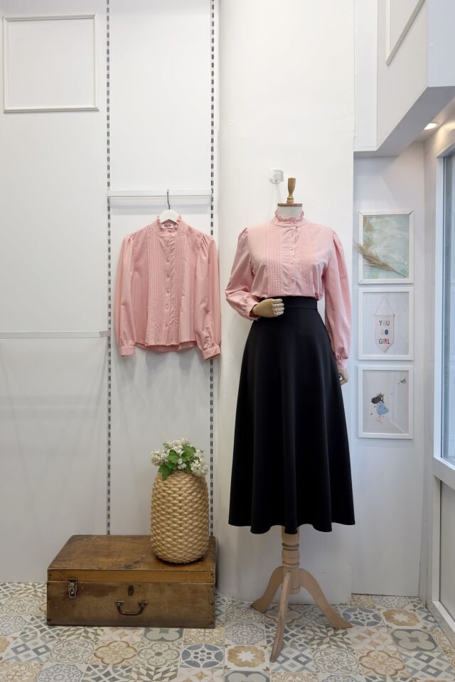 Pudra Pembesi Hakim Yaka Nervür Dikişli Poplin Gömlek